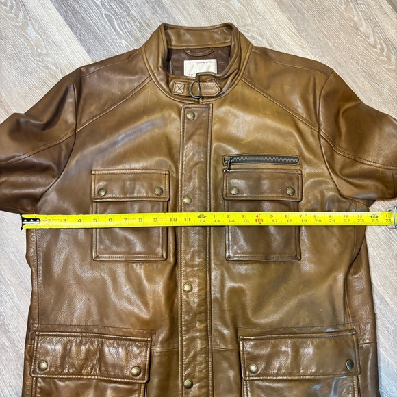 Banana Republic Heritage Mens XL Brown Leather Field Jacket Safari Style Utility - Picture 6 of 16